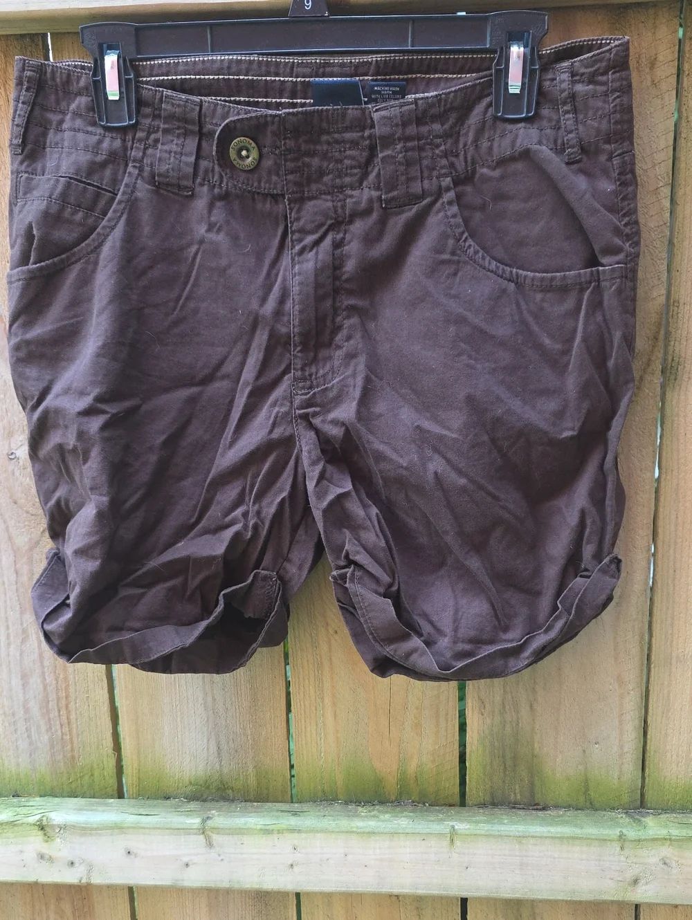 Sonoma Dark Brown Flat-Front Cotton Shorts